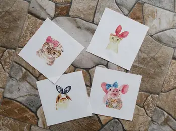 Cartoon zvierat králik ošípaných Ručne farbené handričkou Digitálne potlačené tkaniny Ručné DIY patchwork plátno Bavlnené obliečky textílie 12X12 cm 8pcs