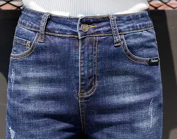 Rovné nohavice pre ženy denim džínsy bežné capris bavlnená zmes jeseň jar nové módne nohavice žena chudnutie tyn0824
