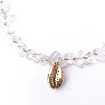 Boho kryštál kremeňa 24K korálky náhrdelníky pre ženy prírodné Cowrie Škrupiny seashell kúzlo GADI náhrdelník femme 2019 nové