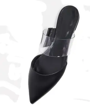 BONJEAN Hot Predaj Transparentné PVC Patchwork Ploché Sandál pre Ženu Sexy Ukázal Prst Výrezy Ploché Topánky Dámske Kožené Topánky