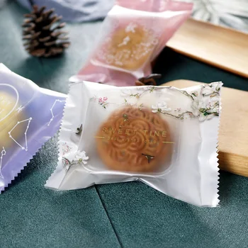 100ks/veľa Sladkostí Cookies Taška Ručné Matné Pack Čínsky Jednoduchý Štýl Orange Lotus Leaf Nugát Svadobné Party Občerstvenia Pack