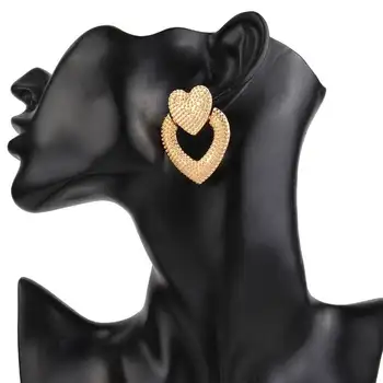 Nové módy klasické srdce námestie geometrické náušnice prívesok kovové elegantné náušnice pre queuing svadobné šperky