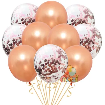 10pcs Mix Rose Gold Farebné Konfety Latexové Balóniky Ružový 12inch Strany Balóny pre Dieťa Sprcha Svadobné Sprcha Svadobné dekorácie
