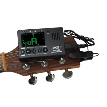 Aróma AMT-560 Elektrická Gitara Tuner & Metronóm Vstavaný Mikrofón s Vyzdvihnutie Kábel 6,3 mm pre Husle Drumbľa Univerzálny Prenosný