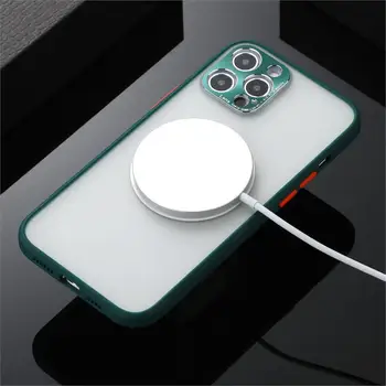 Metel Magnetické Telefón puzdro Pre iPhone 12 Pro Max Mini 11 X XS XR 8 Magnet Pre Nabíjačku Ochranný Kryt, Bezdrôtový Nárazníka Tenké Capa