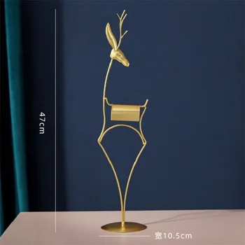 Nordic Light Luxusné Jeleň Figúrky Iron Simulované Zvierat Ploche Remesiel Ozdoby Zlato Domov Miniatúrne Dekorácie, Doplnky