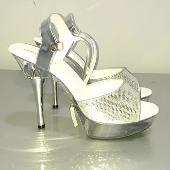 LAIJIANJINXIA Transparentné Topánky Platformu Sexy Tanečné Topánky 14 CM Vysoké Podpätky Sandále, Nočný Klub Žien Pól Tanečné Topánky M-019