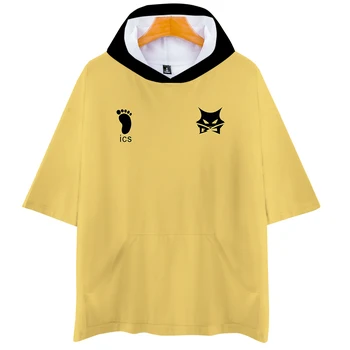 Nová Biela 3D Anime Haikyuu!! Kapucňou T-shirt Muži Ženy Topy Lete 3D Tlač MSBY Black Wolf Hip Hop Chlapci Bežné mikina s kapucňou t-shirt
