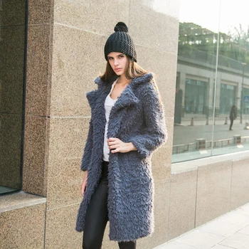 2020 Jeseň Zima Plyšové Kabát Ženy Bežné Klope Dlhý Rukáv Cardigan Coats Streetwear Pevné Voľné Umelú Kožušinu Vlnené Vrchné Oblečenie