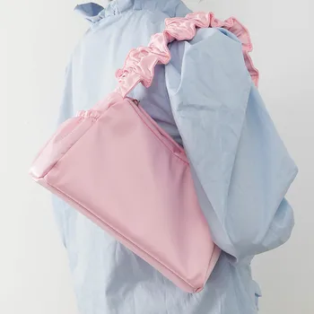 Roztomilý Záhyby nylon Podpazuší taška pre wome kabelka malé 2020 Lete nové Príležitostné tašky cez Rameno, Candy farby kapsičky bolsa feminina žltá