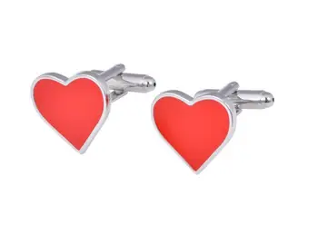 10pairs/veľa Srdce tvar, manžetové gombíky, Svadobné manžetové Romantický Červené Srdce Dizajn Kvality Mosadz Materiál Putá Tlačidlo pánske Šperky