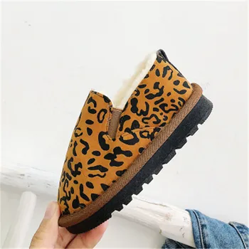 Xiaying Úsmev Detí velvet bavlna topánky 2019 nové dievčatá pribrala bavlna topánky chlapci dieťa bean doupe topánky Leopard Tlač