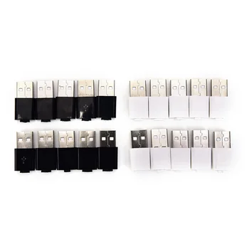 Horúce 10pcs/veľa DIY USB Montáž Adaptéra Konektory USB Muž Zapojte Adaptér Konektora, Kryt biela/čierna farba pre vybral