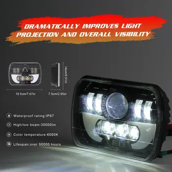 6000K + Amber 300W 7 palcový 30000LM LED Reflektor pre Off-road Nákladných Vozidiel Svetlomet Auto Príslušenstvo, Osvetlenie, Lampy, Žiarovky