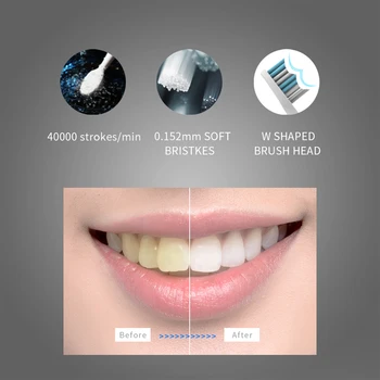 Elektrická zubná Kefka Nabíjateľná pre Dospelých s Časovača Starostlivosť o Vaše Zuby Ako Zubár USB Nabíjanie, Bielenie Zubov s 4 Režimy 551