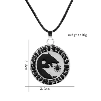 Viking Amulet Vlk Náhrdelník Jin Jang Sun Moon Rune Prívesok Náhrdelník Lano, Reťaz Mince, Šperky Colars Mužov