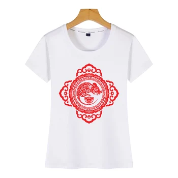 Topy T Shirt Ženy rok potkan 2020 šťastie červený čínsky nový rok Hip Hop Vintage Krátke Tričko Žena