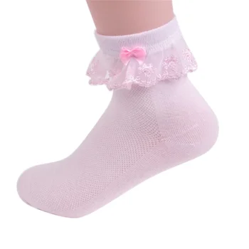 Jeseň Leto Malé Dieťa Dievča Princezná Čipky Dizajn Pevné Bavlnené Ponožky Novorodenca Krátke Ponožky