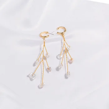 Pobočka Tvar Pearl Náušnice Dlhé Kovové Reťaze Earings Pre Ženy 2019 Módne Luxusné Nepravidelný Pearl Šperky Priateľstvo Aretes