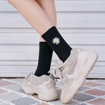 2020 Horúce Módne Ženy Členkové Ponožky Bavlna Farbou Chryzantéma Harajuku Zábavné Šťastný Burín Roztomilý Skateboard Hip Hop Trubice Ponožky