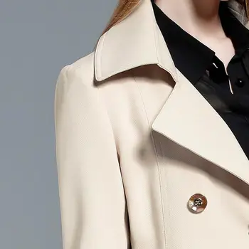 Výkop dámske kabáty 2020 jar jeseň fashion dvojité breasted slim zákopy srsti ženskej módy long-sleeve vrchné oblečenie plus veľkosť