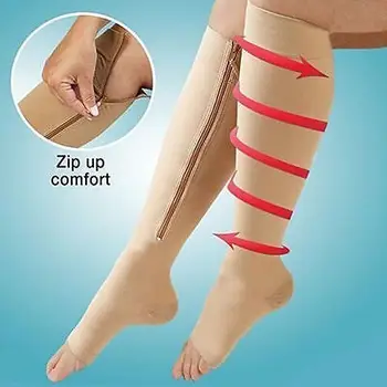 Unisex Kompresie Zips Nohu Chudnutie Osadenie Zips Nohu Úľavu Otvorené Prst Self-podporné Pančuchy