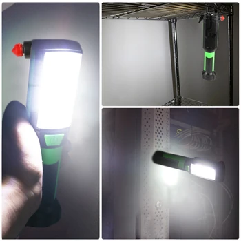 Multi-funkčné COB LED Magentic Práce Lampa Baterka USB Nabíjateľné Postavený v Batérie Prenosné Lampy S Kladivom Núdzové Nástroj