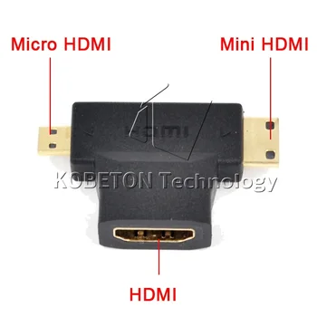 Kebidu Hot predaj 2ks Plug and Play, 3 v 1, HDMI-kompatibilný s Micro muž kompatibilný s HDMI 1.4 Žena kábel kábel adaptéra Tvar konvertor