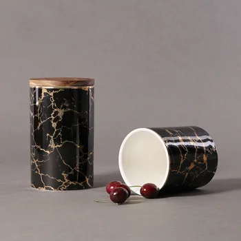Kuchyňa keramická snack box nádrž mramoru zrno zrno zrno nádrž potravín hermeticky môže