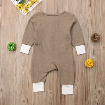 NÁM Jeseň Oblečenie Novorodenca Chlapec Oblečenie s Dlhým Rukávom Romper Jumpsuit Obliekať Dresy 3-18 mesiacov