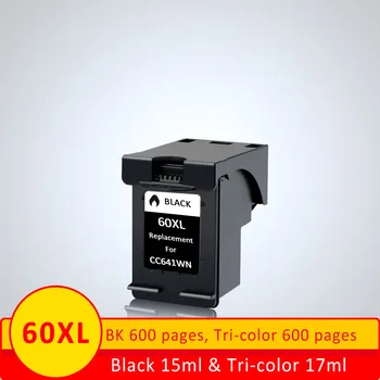 XiangYu 60XL Black Naplnený Atramentom Výmenu Kaziet pre HP 60 pre Deskjet D2530 D2545 F4440 F4480 ZÁVISŤ 100 110 C4640 C4650