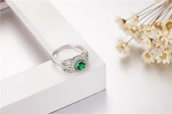 Skutočný Pevný 925 Sterling Silver Ring pre Ženy prirodzený zelený drahokam Zásnubné Prstene prst Šperky darček veľkosti 5-10