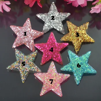 10pcs/veľa nových Ploché Späť živice päť-špicaté hviezdy 37mm pre telefón detský vlasy dekorácie