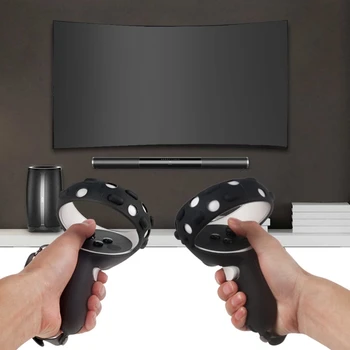 NOVÉ 3in1 Touch Regulátor Silikónové Uchopenie Krúžok Kryt+Nastaviteľný Remienok na Ruku+Palec Čiapky pre Oculus Quest 2 VR Ochranné Príslušenstvo
