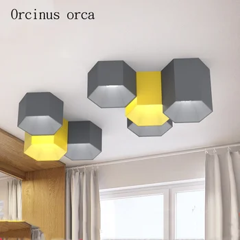 Severské minimalistický modernej geometrie šesť uhol stropné svetlá obývacia izba, spálňa LED Macarons candy farebné stropné svetlá