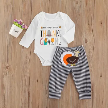 Ma&Dieťa 0-24M Deň Vďakyvzdania Novorodenca Dieťa, Chlapec, Dievča Oblečenie Set List Romper Jumpsuit Prekladané Turecko Oblečenie Nohavice