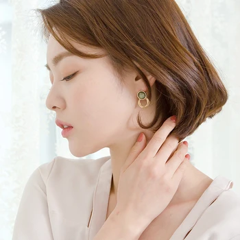 JIAN Kolo Kruhu Visieť Vintage Náušnice Jednoduché Geometrické kórejský Drop S925 Náušnice Pre Ženy, Dievčatá Darček