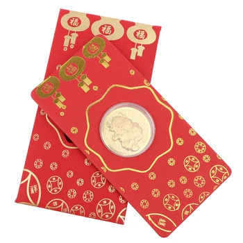 2021 Santa Claus Nový Rok Zlaté Mince Ox Pamätné Mince Vianočné Zlatej Fólie Červené Obálky Pre Zber Darček vysokej kvality