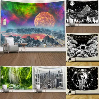 Gobelín 2020 Hippie Psychedelic Tapisserie Wandbehang Mandala Zimmer Tagesdecke Haus Dekor 95X73CM