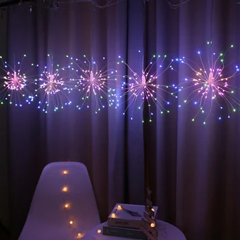 Nový Festival Visí Starburst String Svetlá 120-200 Led DIY Ohňostroj Víla Garland Vianočné Osvetlenie Vonkajšie Ligotať Svetlo
