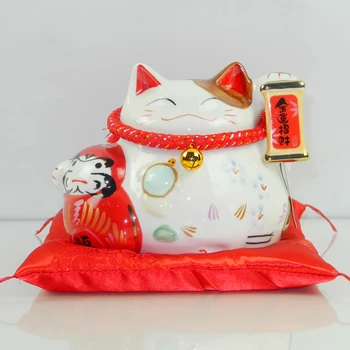 7 palcový Šťastie Mačka Porcelánu Šťastie Cat Home Feng Shui Dekorácie Dekorácie Šťastie Mačka Prasiatko, Vianoce, Narodeniny Plavidlá Darček