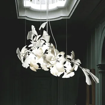Moderné Pobočiek Lustre Svetlo S Porcelánom, Listy Interiér Domova Luxusný Luster Osvetlenie Pozastavenie visí lampa