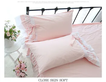 Super sladké posteľná bielizeň nastaviť king size elegantné luky dizajn deti princezná perinu romantický posteľ sukne prehoz cez posteľ vlastné HM-09P