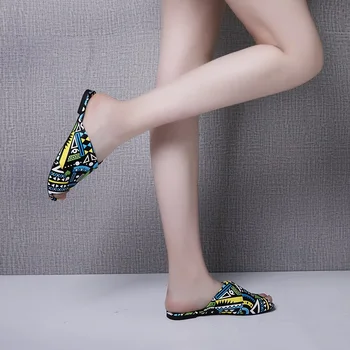 Papuče ženy listov letné byt sandále zmiešané farby mikrovlákna kožené papuče hrubé podpätky platformu žena pláži ležérne topánky