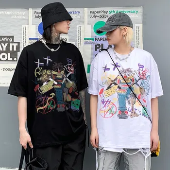 Japonsko Nové Tričko Streetwear Zábavné Vytlačené Čierne Japonský Štýl Lete Muž Žena Biela Zábavné Módne Chlapci Topy, Tričká