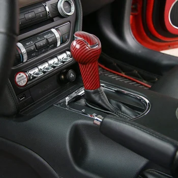 Auto Radenie Gombík Kryt Výbava pre Ford Mustang -2020 Červená karbónová Prevodovky Hlavy Dekorácie-Nálepky Príslušenstvo