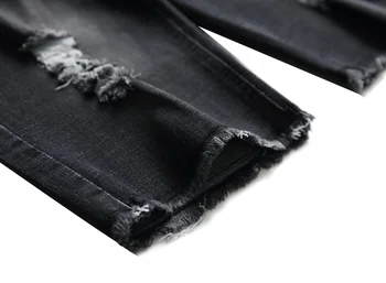 Mens Roztrhlo Rovné Denim Šortky Black Slim Fit Jeans pre Mužov 2020 Nové Tvárny Krátke Džínsy Streetwear Mužov Bežné Šortky v Lete