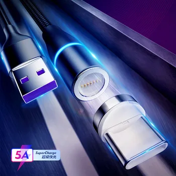 5A Magnetické Supercharge Nabíjací Kábel pre HUAWEI P30 Pro Mate 20 Pro P20 Xiao Mi9 MIX3 SAMSUNG S10+ Pre iPhone XS MAX XR 8 7+