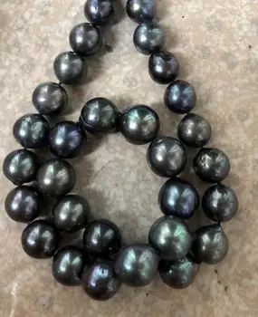 Beautiful 12-13mm tahitian black pearl necklace 18inch 36