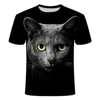 Nové cool mužov / žien 3D dvojlôžková mačka tlače T-shirt krátkym rukávom letné móda voľný čas T-shirt detské zvierat cartoon T-shi